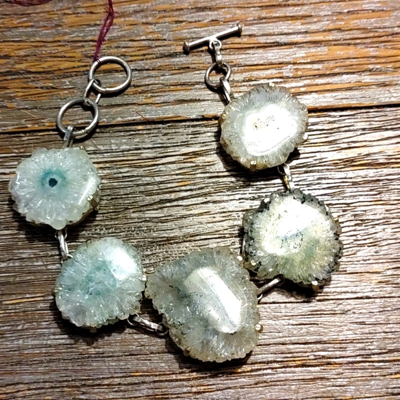 New Sterling Silver9 Green Solar Quartz Bracelet - Picture 2 of 6